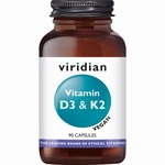 Viridian 0289 Vitamine D3 25mcg (1000ie) & K245mcg 90vcaps